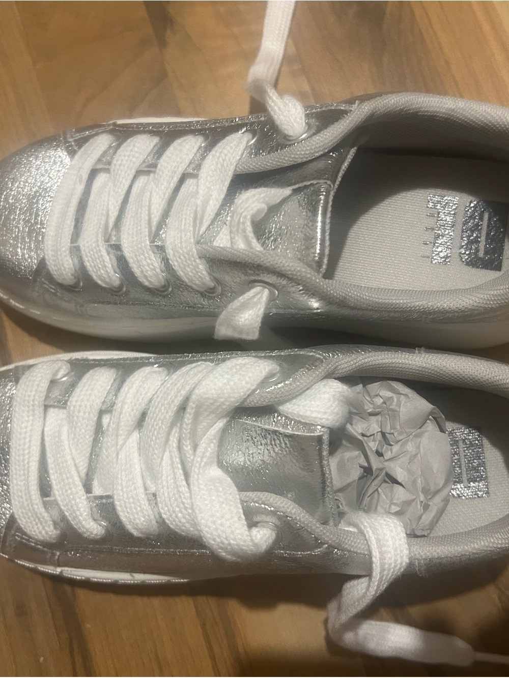 Dirty Laundry Silver Metallic Lace-Up Sneakers